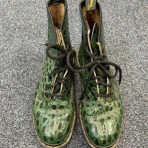 RARE Vintage Dr Martens Boots Green faux Croc